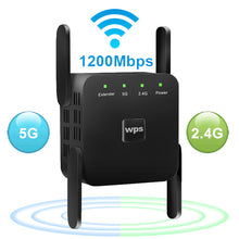 Charger l'image dans la galerie, 5 Ghz WiFi Repeater Wireless Wifi Extender 1200Mbps Wi-Fi Amplifier 802.11N Long Range Wi fi Signal Booster 2.4G Wifi Repiter