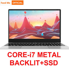 Charger l'image dans la galerie, 15.6 Inch Intel i7 Laptop 8GB/16GB RAM 512GB 1TB HDD Metal Body1080P Windows 10 layout Keyboard Dual Band WiFi Gaming Laptop