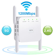 Charger l&#39;image dans la galerie, 5 Ghz WiFi Repeater Wireless Wifi Extender 1200Mbps Wi-Fi Amplifier 802.11N Long Range Wi fi Signal Booster 2.4G Wifi Repiter
