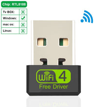 Charger l&#39;image dans la galerie, Mini USB WiFi Adapter MT7601 150Mbps Wi-Fi Adapter For PC USB Ethernet WiFi Dongle 2.4G Network Card Antena Wi Fi Receiver
