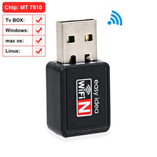 Charger l&#39;image dans la galerie, Mini USB WiFi Adapter MT7601 150Mbps Wi-Fi Adapter For PC USB Ethernet WiFi Dongle 2.4G Network Card Antena Wi Fi Receiver
