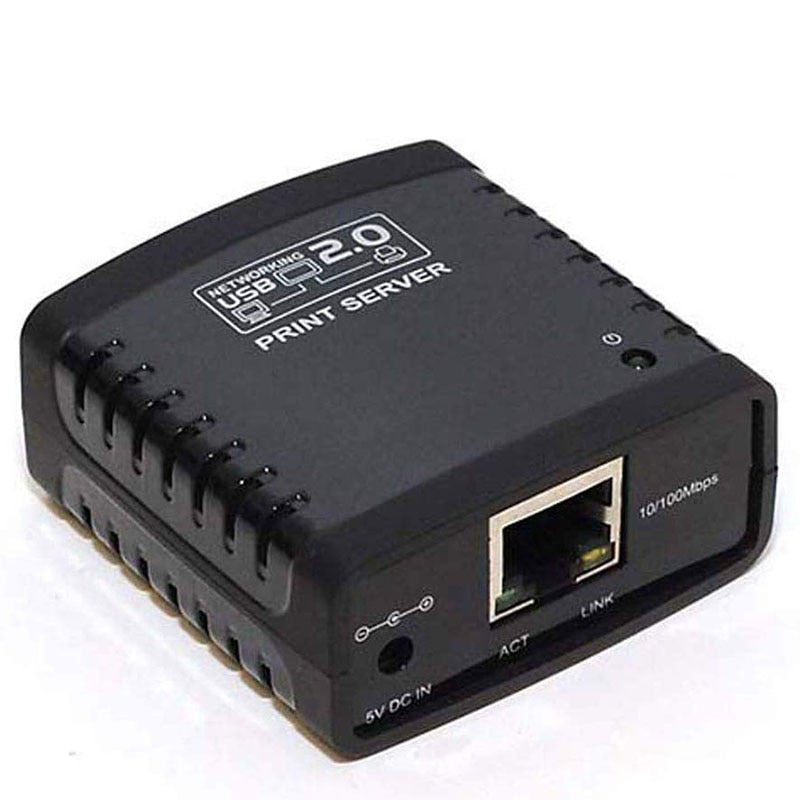 10/100Mbps Ethernet to USB 2.0 Network LPR Print Server LAN USB Print Server Adapter Printers Share black-SCLL