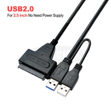 Charger l&#39;image dans la galerie, USB To Sata Adapter Sata USB 3.0 Adapter Sata Cable Suport 2.5inch or 3.5 Inch External SSD HDD Hard Drive Dual USB Sata Cable
