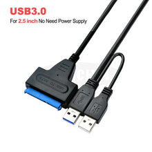 Charger l&#39;image dans la galerie, USB To Sata Adapter Sata USB 3.0 Adapter Sata Cable Suport 2.5inch or 3.5 Inch External SSD HDD Hard Drive Dual USB Sata Cable
