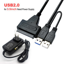 Charger l&#39;image dans la galerie, USB To Sata Adapter Sata USB 3.0 Adapter Sata Cable Suport 2.5inch or 3.5 Inch External SSD HDD Hard Drive Dual USB Sata Cable
