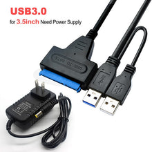 Charger l&#39;image dans la galerie, USB To Sata Adapter Sata USB 3.0 Adapter Sata Cable Suport 2.5inch or 3.5 Inch External SSD HDD Hard Drive Dual USB Sata Cable
