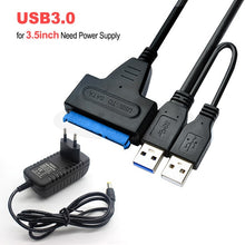 Charger l&#39;image dans la galerie, USB To Sata Adapter Sata USB 3.0 Adapter Sata Cable Suport 2.5inch or 3.5 Inch External SSD HDD Hard Drive Dual USB Sata Cable

