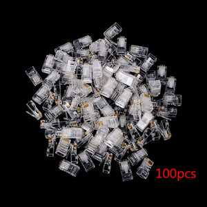 Gold plated RJ45 Net Network Modular Plug Cat5 CAT5e Connector 8P8C utp Unshielded Modular Rj45 Plug NEW 25/100/ 200/500 PCS