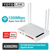 Charger l&#39;image dans la galerie, TOTOLINK Wifi Router A3002RU AC1200 Wireless Dual Band Gigabit Router with USB Port Wireless Routers Deliver from Russia
