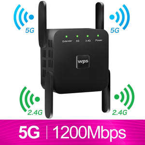 WiFi Repeater WiFi Extender 2.4G 5G Wireless WiFi Booster Wi Fi Amplifier 5ghz Wi Fi Signal Repeater Wi-Fi 1200Mpbs