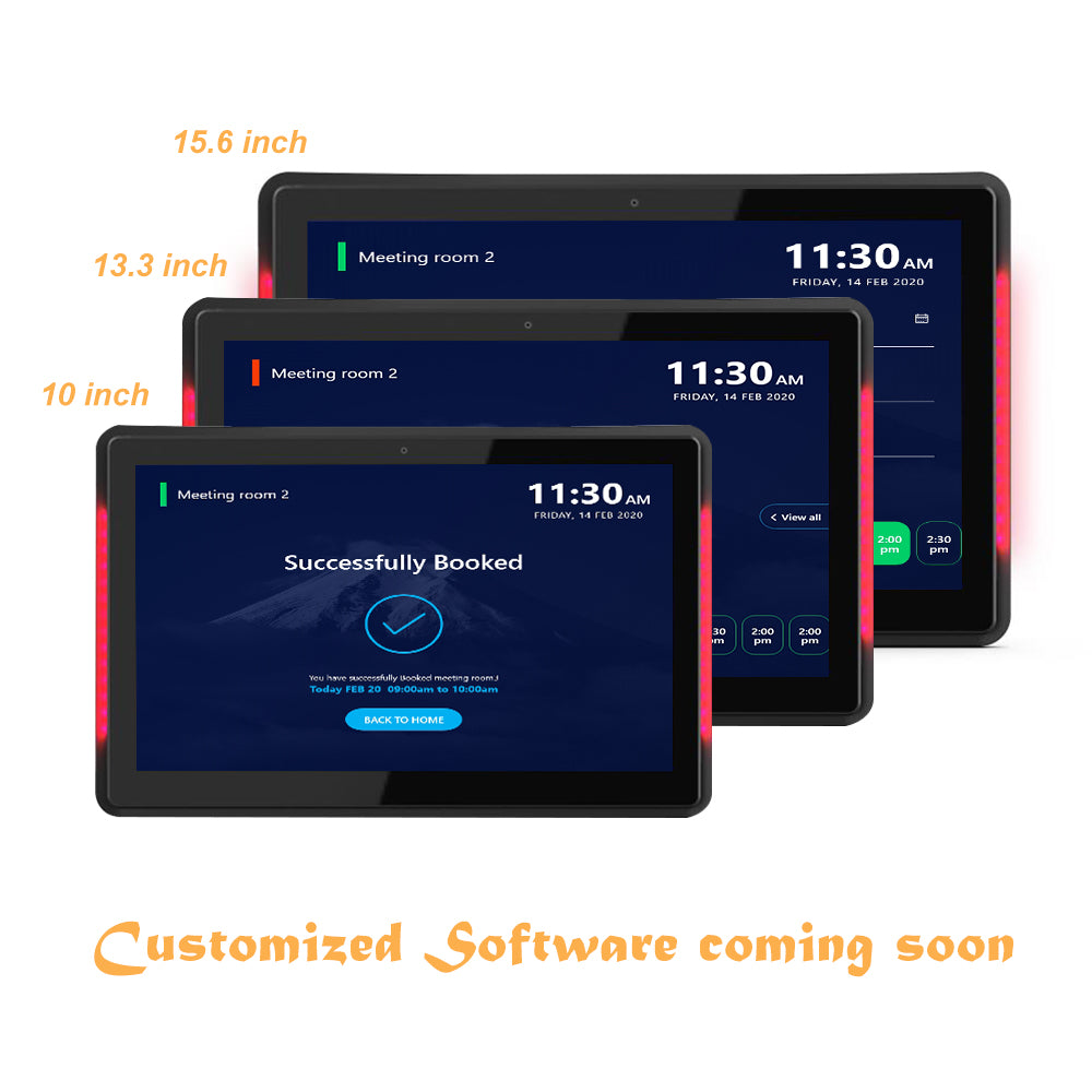 10.1 inch Android PoE Wall mounted tablet pc with LED bars for conference meeting room schedule display open source, rooted
