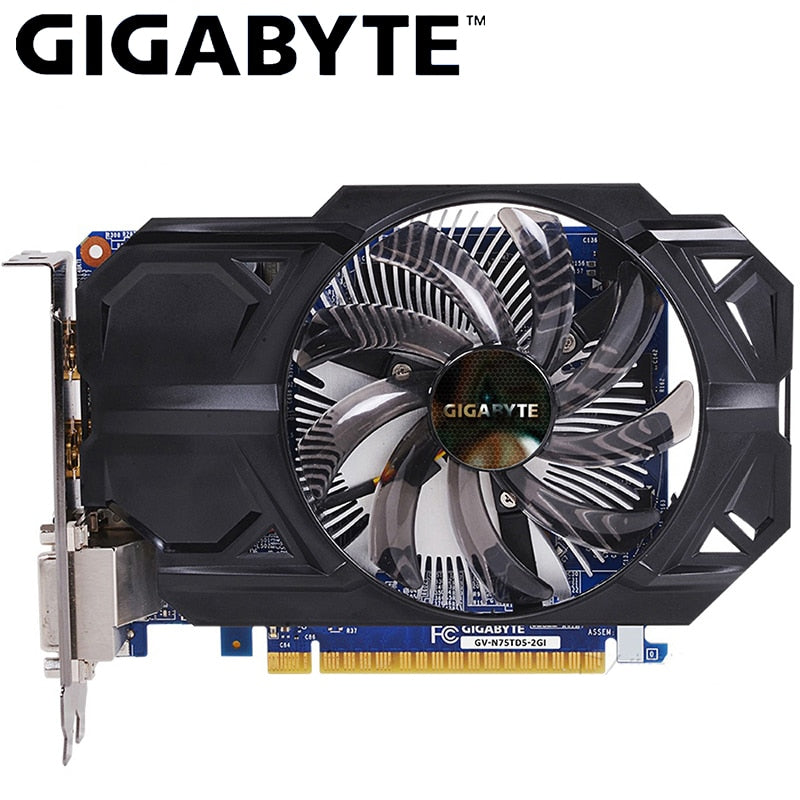 GIGABYTE Video Card GTX 750 Ti 2GB GDDR5 128 Bit with NVIDIA GeForce gtx 750 ti GPU Graphics Card for PC Hdmi Dvi Used VGA Cards