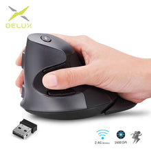 Charger l&#39;image dans la galerie, Delux M618GX Ergonomic Vertical Wireless Mouse 6 Buttons 1600DPI Optical Mouse With 3 Colors Silicon Rubber Case For PC Laptop
