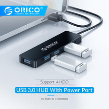 Charger l&#39;image dans la galerie, ORICO High Speed 4 Ports USB 3.0 HUB With Power Supply Port USB2.0 Splitter OTG Adapter for iMac Laptop Desktop Accessories

