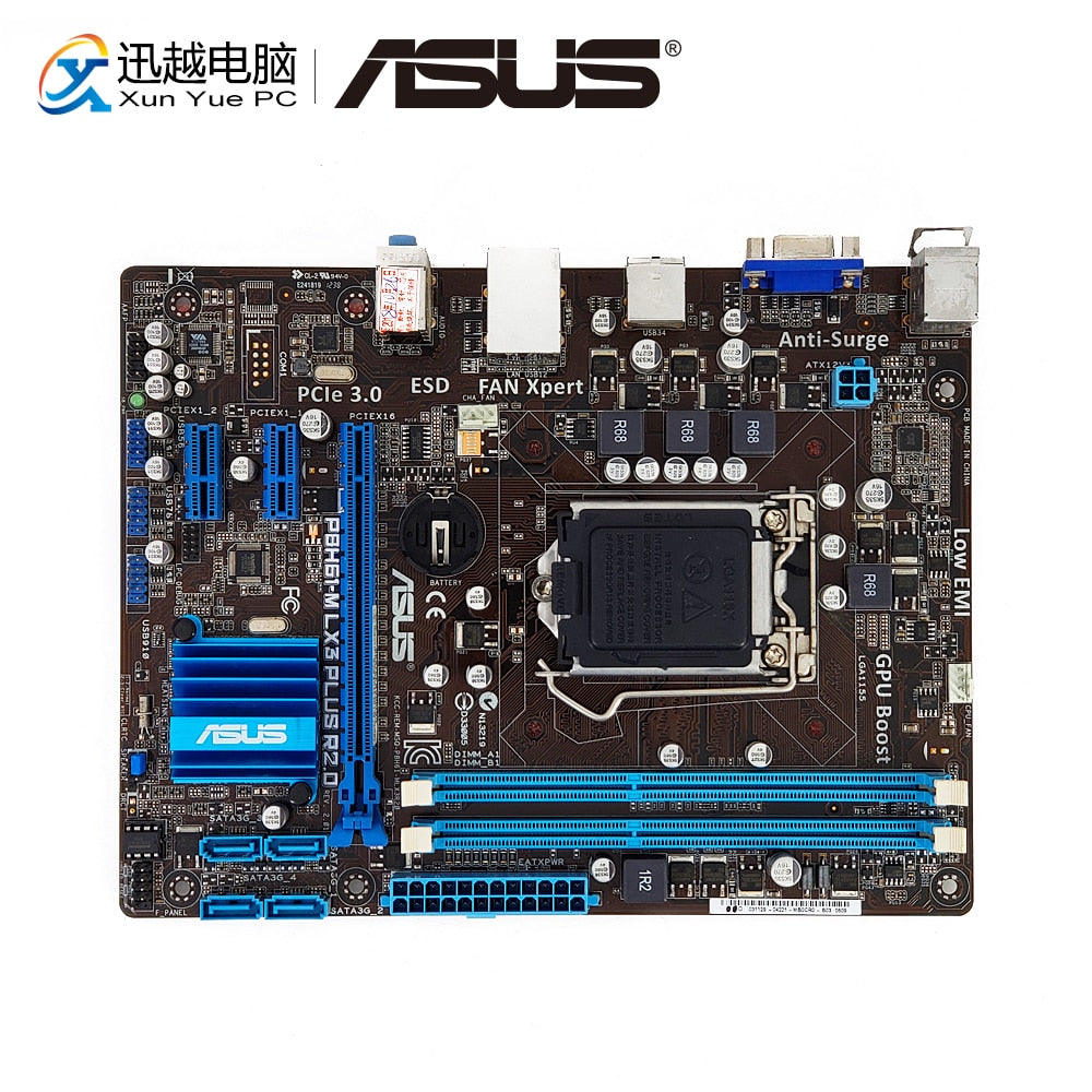 Asus P8H61-M LX3 PLUS R2.0 Desktop Motherboard H61 Socket LGA 1155 For Core i3 i5 i7 DDR3 16G SATA2 uATX Original Used Mainboard