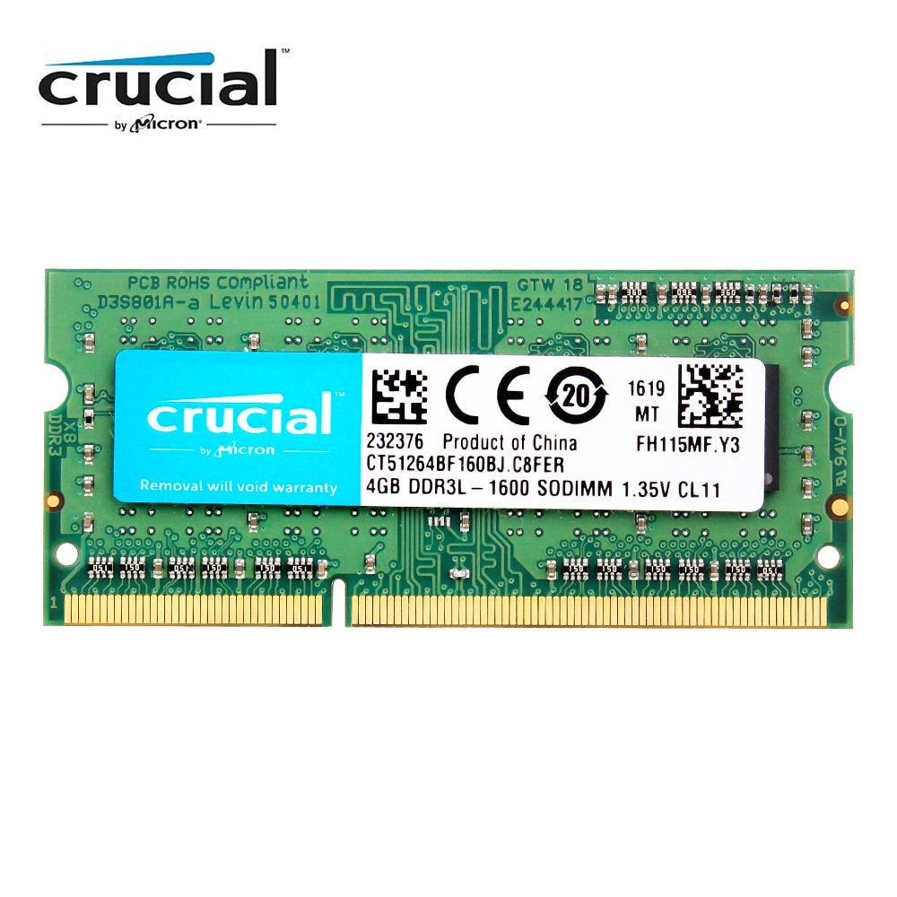Crucial RAM SO DIMM DDR3 DDR3L 8GB 4GB  1333MHZ 1066MHz 1600 SODIMM  8 GB 12800S 1.35V  for  laptop memory