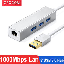 Charger l&#39;image dans la galerie, OFCCOM USB Ethernet USB 3.0 2.0 to RJ45 Hub 10/100/1000M Ethernet Adapter Network Card USB Lan For Macbook Windows
