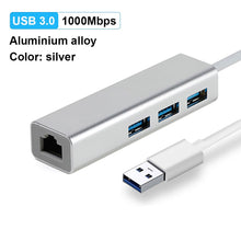 Charger l&#39;image dans la galerie, OFCCOM USB Ethernet USB 3.0 2.0 to RJ45 Hub 10/100/1000M Ethernet Adapter Network Card USB Lan For Macbook Windows
