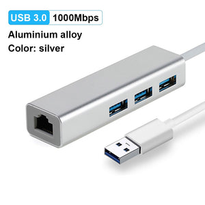 OFCCOM USB Ethernet USB 3.0 2.0 to RJ45 Hub 10/100/1000M Ethernet Adapter Network Card USB Lan For Macbook Windows