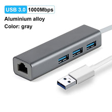 Charger l&#39;image dans la galerie, OFCCOM USB Ethernet USB 3.0 2.0 to RJ45 Hub 10/100/1000M Ethernet Adapter Network Card USB Lan For Macbook Windows
