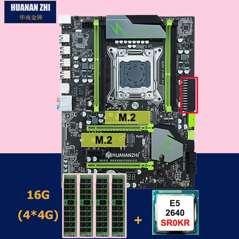 Discount motherboard set HUANANZHI X79 Pro motherboard with dual M.2 slot NVMe SSD CPU Intel Xeon E5 2640 2.5GHz RAM 16G(4*4G)