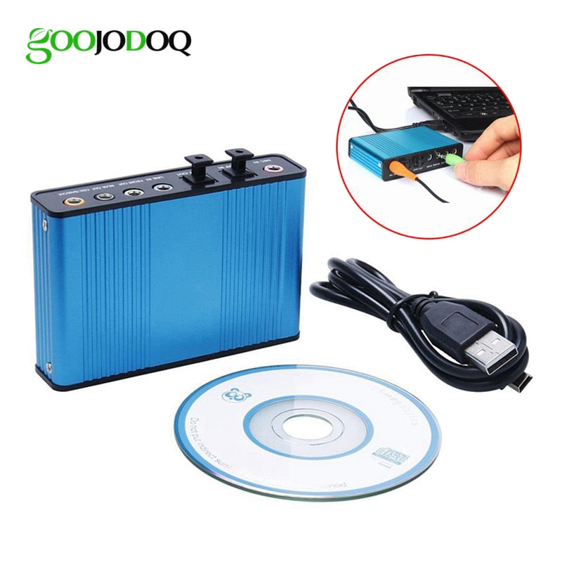 GOOJODOQ Professional USB Sound Card 6 Channel 5.1 Optical External Audio Card Converter CM6206 Chipset for Laptop Desktop
