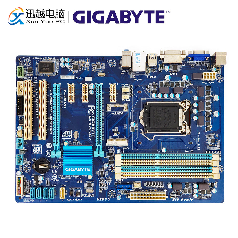 Gigabyte GA-B75-D3V Desktop Motherboard B75-D3V B75 LGA 1155 Core i7 i5 i3 Pentium Celeron DDR3 32G SATA3 USB3.0 VGA DVI ATX