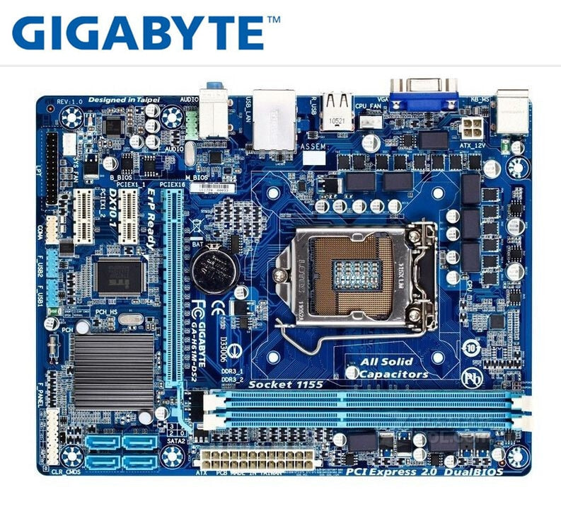 Desktop Motherboard GIGABYTE GA-H61M-DS2 PC H61 Socket LGA 1155 i3 i5 i7 DDR3 16G uATX UEFI H61M-DS2  Mainboard