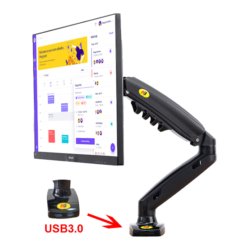 New F80 Gas Spring 17-27 inch Desktop LED LCD Monitor Mount Holder Arm Ergonomic Gas Strut Flexi Mount Load 2~9kgs