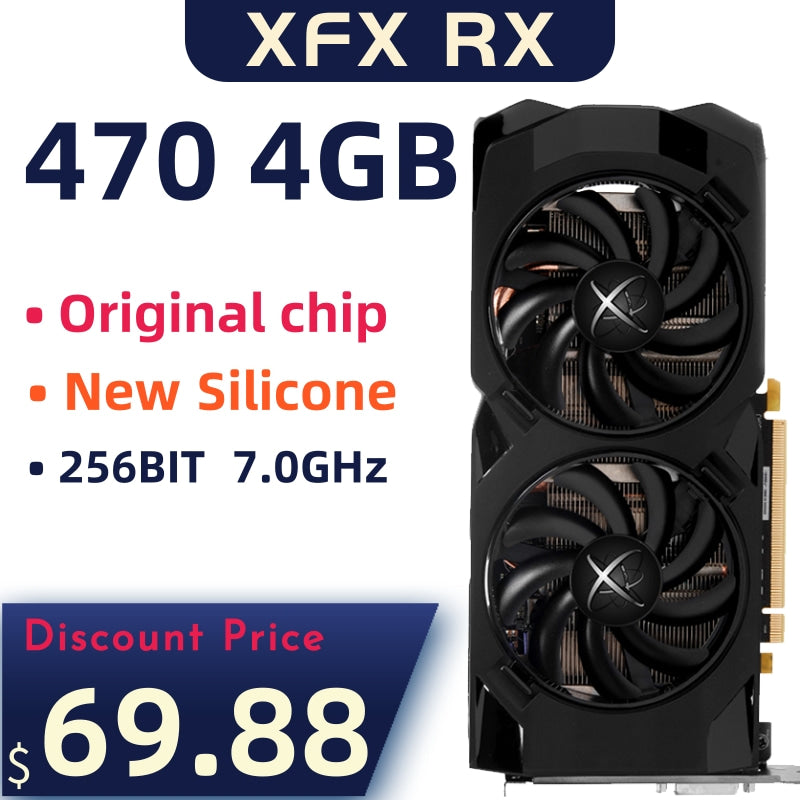 XFX rx 470 4gb graphics card 256bit gddr5 4gb desktop used video card pc amd graphics card radeon rx 470 xfx rx 470 4g